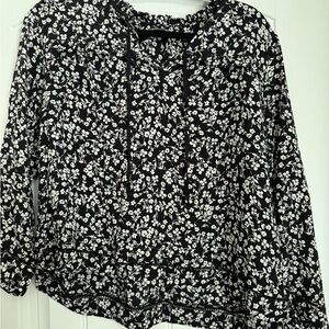 J. Crew Point Sur Black and White Blouse